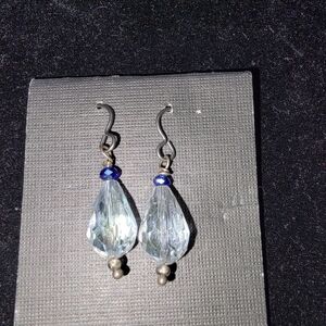Elegant Clear and Blue Drop Earrings